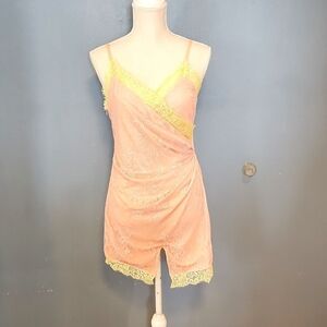 NWT Nasty Gal floral lace Feminine trim faux wrap strapy mini dress